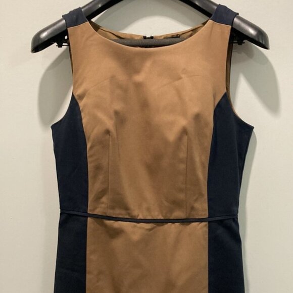 CLUB Monaco Letitia Navy and Brown Color Block Midi Pencil Sheath Dress … - Picture 13 of 16